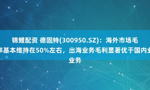 锦鲤配资 德固特(300950.SZ)：海外市场毛利率基本维持在50%左右，出海业务毛利显著优于国内业务
