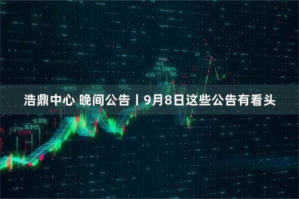 浩鼎中心 晚间公告丨9月8日这些公告有看头